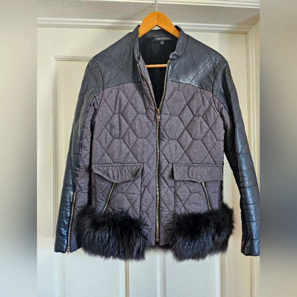 Timo Weiland Padded Jacket With Leather and Fur Accents